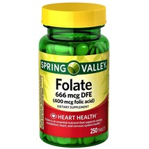 Spring Valley Folate 666 mcg DFE (Folic Acid 400 mcg) 250 Tablets - £12.70 GBP