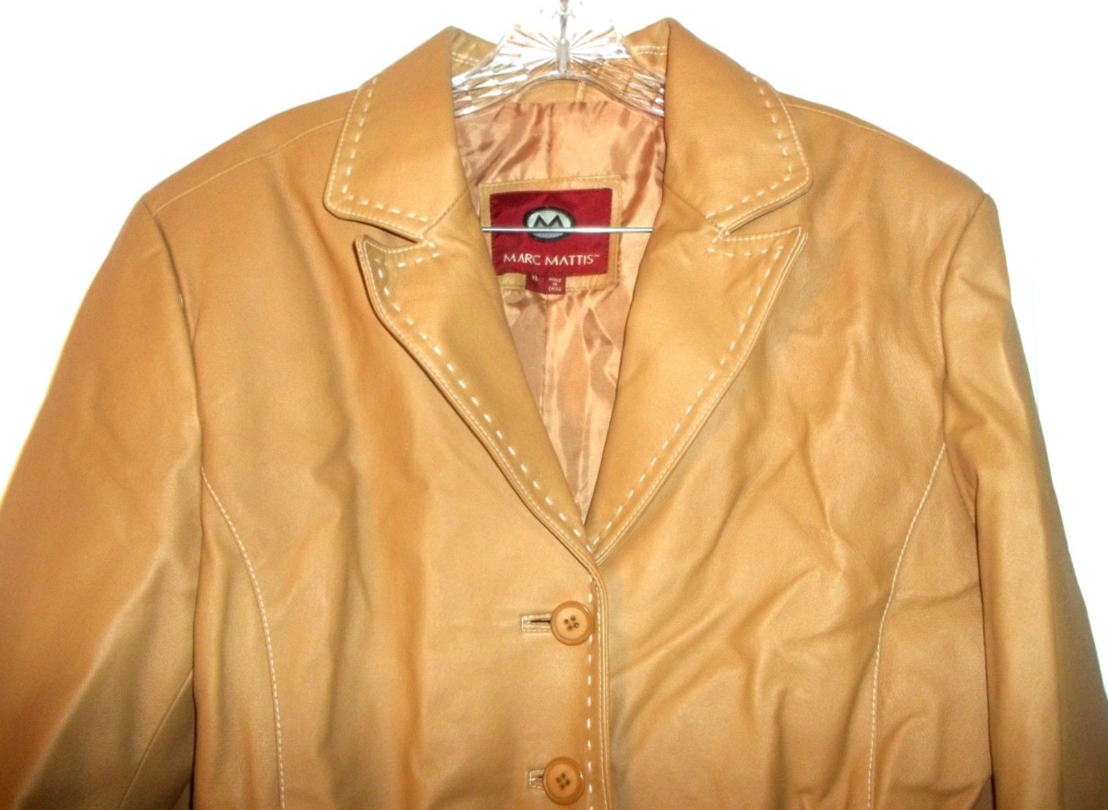 Marc Mattis Camel Brown Leather Coat White and 50 similar items