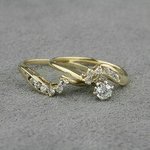 1.15Ct Simulated Diamond Engagement Bridal Ring 10k Yellow Gold Plated Silver - £156.90 GBP