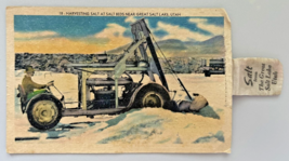 Harvesting Salt at Salt Beds near Great Salt Lake UT Postcard &amp; Salt Bag PC234 - £7.18 GBP