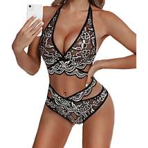 Plus Size Women Sexy Lingerie Set Embroidery Lace Bra And Thongs Underwear Set P - £29.42 GBP