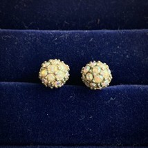 AVON Vintage AB-Crystal Balls Earrings Studs Pierced Silver Plated And S... - $24.98