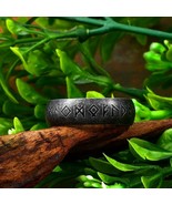 316L Stainless steel Ring Black Odin Norse Viking Amulet Double Rune words  - £7.10 GBP