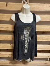 Issi Black Cross Distressed See Through Top Woman&#39;s Size Medium KG - $14.85