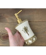 Vintage Palm Tree Design Ceramic Soap Dispenser Pump Top Stamped JF Bath - £37.84 GBP