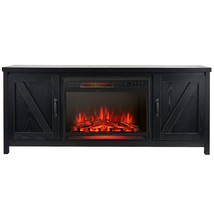 59&quot; Fireplace TV Stand W/1350W 25&quot; Electric Fireplace Heater Black - £504.51 GBP