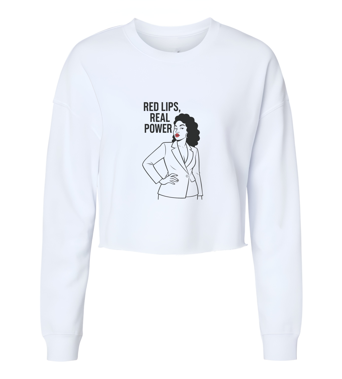 Red Lips, Real Power Womens Cropped Crewneck Sweater - $29.99