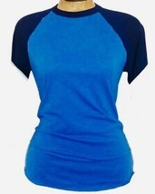 Basic Raglan Maglietta Blu Manica Corta Stretch Morbido Jersey S Nuovo - £7.75 GBP