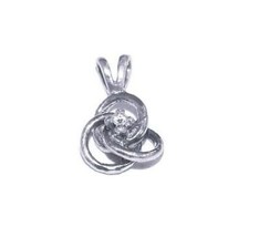 Tiny Knot with Stone Charm Pendant .925 Sterling Silver - £10.44 GBP