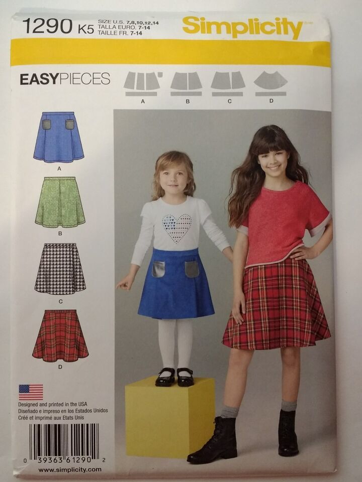 Simplicity 1290 Size 7-14 Girls' Set of Skirts Easy - $12.86