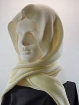 L) Vintage ARIS Weather Shed Acrylic Knit Hood Wrap Scarf Ivory White - £9.48 GBP
