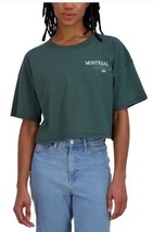 Aéropostale Womens T-Shirt Green Boyfriend Crop Montreal Canada Crewneck... - $691.12 MXN