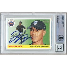 Jose Reyes New York Mets Signed 2004 Topps Heritage Card #169 BGS Auto 10 Slab - £119.61 GBP
