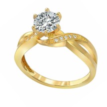 1.10CT Moissanite Solid 14K Yellow Gold Plated Solitaire Engagement Promise Ring - £96.25 GBP