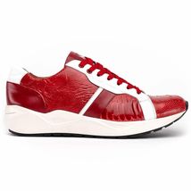 Lyon Genuine Ostrich and Calfskin Fashion Sneaker Red / White image 2