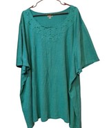 Catherines Green Women&#39;s  Pull-Over Round Emboridered    Neck  Tunic 5X ... - $14.44