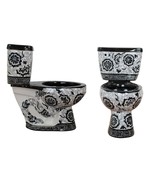 Mexican Toilet ELONGATED Comfort Height Hand Painted -Flores Negras - - $1,399.00