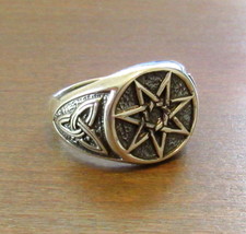 Handcrafted Solid 925 Sterling Silver Men&#39;s Fairy Elvin Star Septagram Ring  - £33.53 GBP