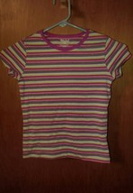 Girl Connection Stretch Size 6/6X Multi Color Stripe Short Sleeve Top Shirt - £7.90 GBP