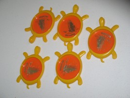 Vintage Old Niagara Falls Plastic Turtle Drink Cup Coasters Yellow Set of 5 - £8.59 GBP