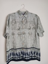 Extreme Gear Green Button-Up Hawaiian Short Sleeve Shirt Men&#39;s L - $269.23 MXN