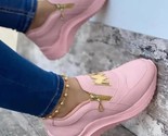 K bottom solid color ladies vulcanized sneakers casual wedge walking shoes slip on thumb155 crop