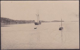 Rockport, Maine RPPC 1908 - Sailing Ships in Harbor Photo Postcard - £12.37 GBP