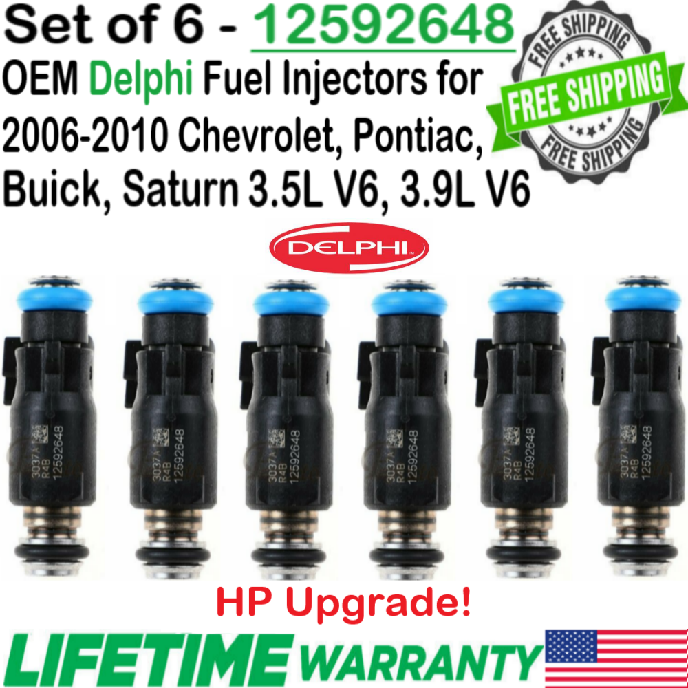 Primary image for 6Pcs OEM Delphi HP Upgrade Fuel Injectors For 2006-07 Chevy Monte Carlo 3.9L V6