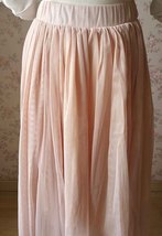 Blush Pink Long Tulle Skirt Outfit Women Custom Plus Size High-low Tulle Skirt image 7