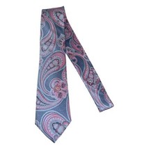 Men's 100% Silk Necktie By Bruno Piattelli Paisley Floral Fancy BP14 Pink Blue image 2