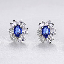 Small Flower Stud Earrings S925 Silver Earrings Exquisite Small Micro-Inlaid Sma - £21.23 GBP