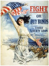 7610.Fight or buy bonds.woman waving american flag.POSTER.art wall decor - £13.63 GBP+