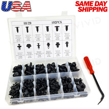 192pc Plastic Rivets Fastener Fender Bumper Push Clips with Tool for For... - £15.79 GBP