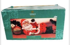 VTG Ceramic Handpainted Santa relaxing candleholder tea lights Christmas... - $29.63