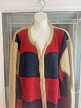 Bobbie Brooks Women 26W/28W color block full zip sweater checkerboard bl... - $23.71