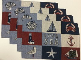 Set of 4 Nautical Beach Love Sea Gull Lighthouse Tapestry Placemats 13 x 19 NWT - £8.23 GBP