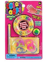 Color Loops Kit DIY Jewelry  Bracelet 50 Bands 4 Clasps &amp; Hook &amp; Free Gift - $4.35