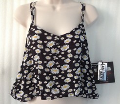 NEW Ali &amp; Kris SUMMER Black White Yellow Daisy Floral Fly Away Tank Blouse Top~M - £8.65 GBP