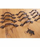 12 Rustic Cabinet Handle Cast Iron Drawer Pull Door Antique Style 4 5/8&quot;... - $27.99