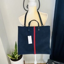 Clare V. Simple Tote Hobo Bag, Crossbody Strap, Navy Suede Stripe, NWT - £293.85 GBP