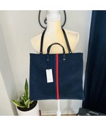 Clare V. Simple Tote Hobo Bag, Crossbody Strap, Navy Suede Stripe, NWT - £294.78 GBP