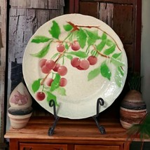 St Clement France Plate Majolica Antique Fruit Cherries Early 20th Century Flaw - £18.00 GBP