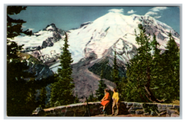 Glaciers Snowpack Mt Rainier seen from tourist Overlook Postcard Unposted - £3.67 GBP