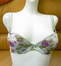 BRA UNDERWIRED PUSH-UP PADDED COTTON LINED FLORAL OLIVE MADE IN EUROPE 3... - £27.17 GBP
