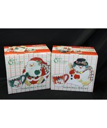 Fitz and Floyd Holiday Mug + Plate Sets Christmas Snowman &amp; Santa 2 Sets... - $22.53