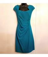 Dana Buchman SHEATH DRESS size 12 Blue Sleeveless Asymmetrical Pleated W... - £19.55 GBP
