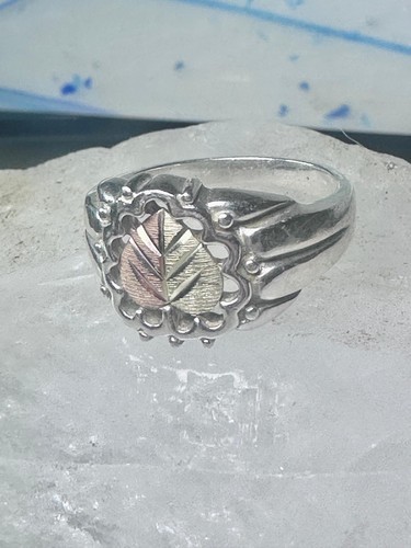 Black Hills Gold Ring leaf band size 7.75 sterling silver women girls Item image 4