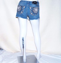 Miss Me Jeans Mason Crystal Leather Sunflower Daisy Duke Shorts JP5721H2 Size 27 - £69.00 GBP