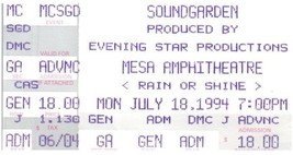 Soundgarden Ticket Stub July 18 1994 Mesa Arizona - $68.30