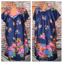 Granada Medium House Dress Pockets Caftan Muumuu Embroidered Colorful - £24.60 GBP